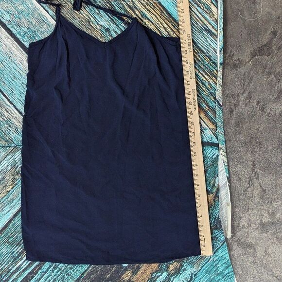 VTG Y2K Abercrombie & Fitch Navy Blue VNeck Floral Eyelet Mini Dress Boho Chic - Picture 9 of 9